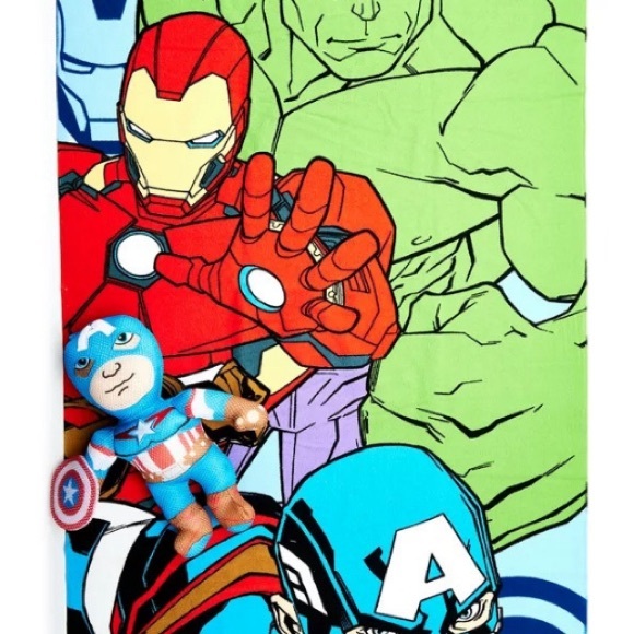 Captain America Marvel Avengers Hulk, Ironman Bath Towel Bath Sponge Buddy Set - Picture 2 of 4